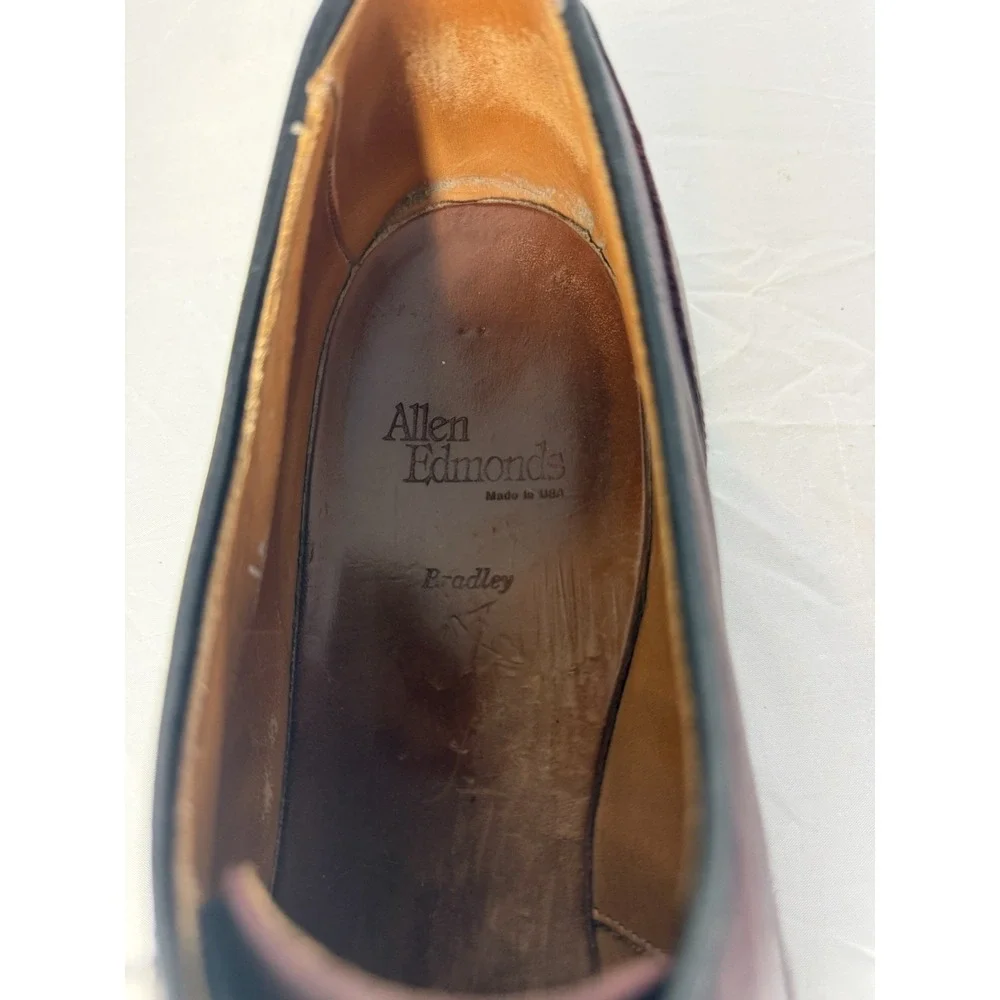 Allen Edmonds Bradley Burgundy Leather Derby Dress Shoes Round Toe 15 D Men's